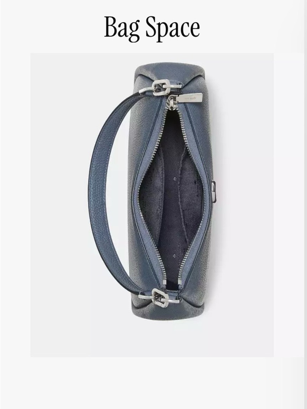 Kate Spade Pebble Leather Shoulder Bag in Slate Blue with crossbody strap NWOT - Picture 5 of 11